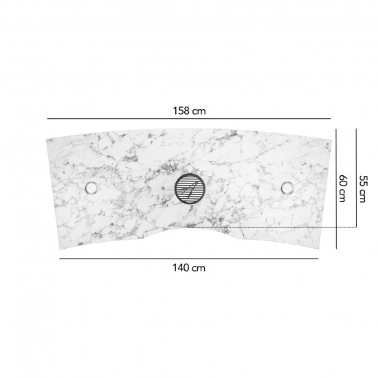 Manicuretafel Marble Carrara Graphite 158cm